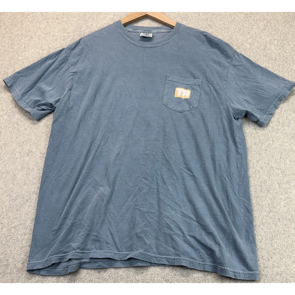 Comfort Colors Unisex Pocket T-Shirt Faded Blue Short Sleeve Back Graphic XL